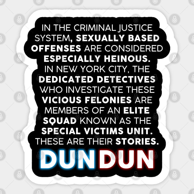 Law and Order SVU opening monologue Law And Order Svu Sticker